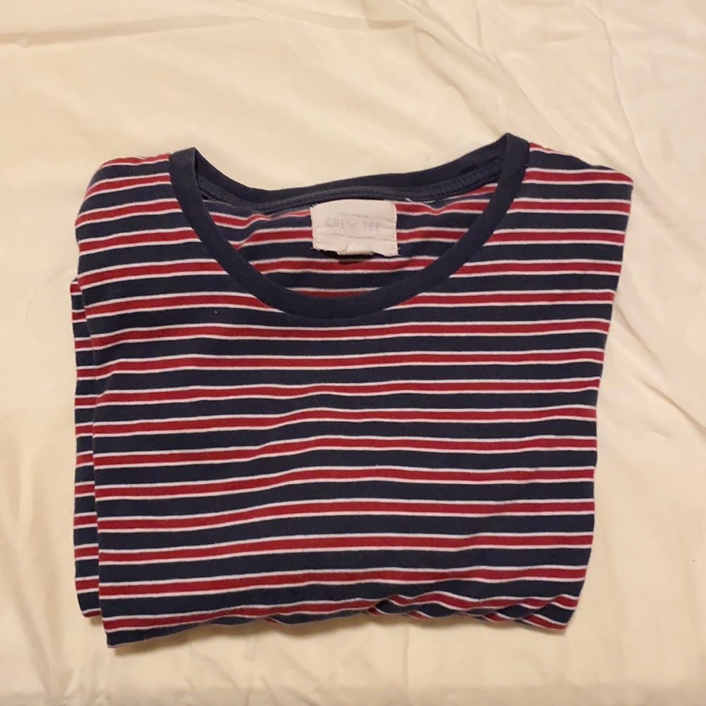 Crew tee red and navy striped cotton on